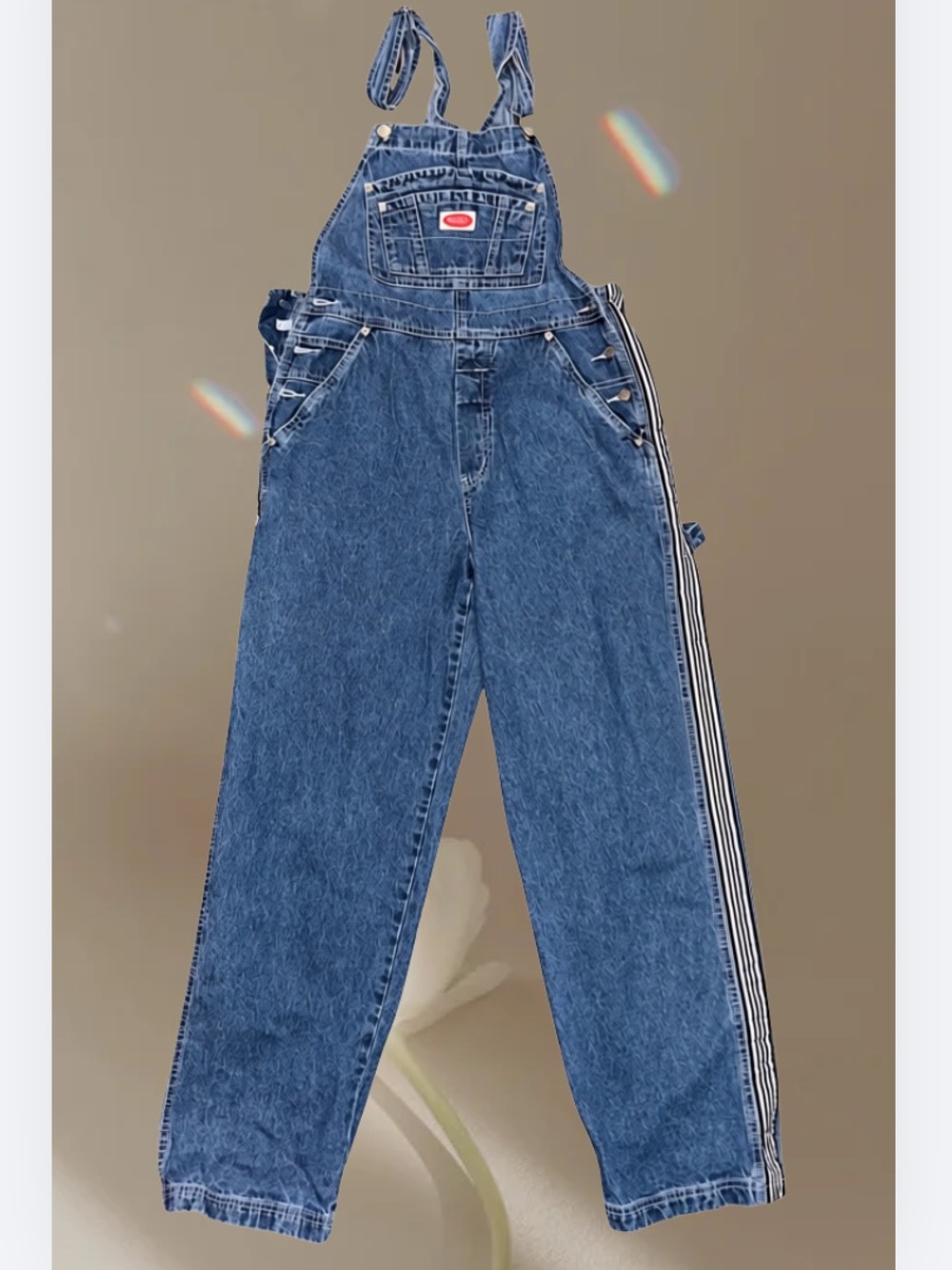 Revolt Jeans Blue Women's Denim Overalls with Side Stripe vintage